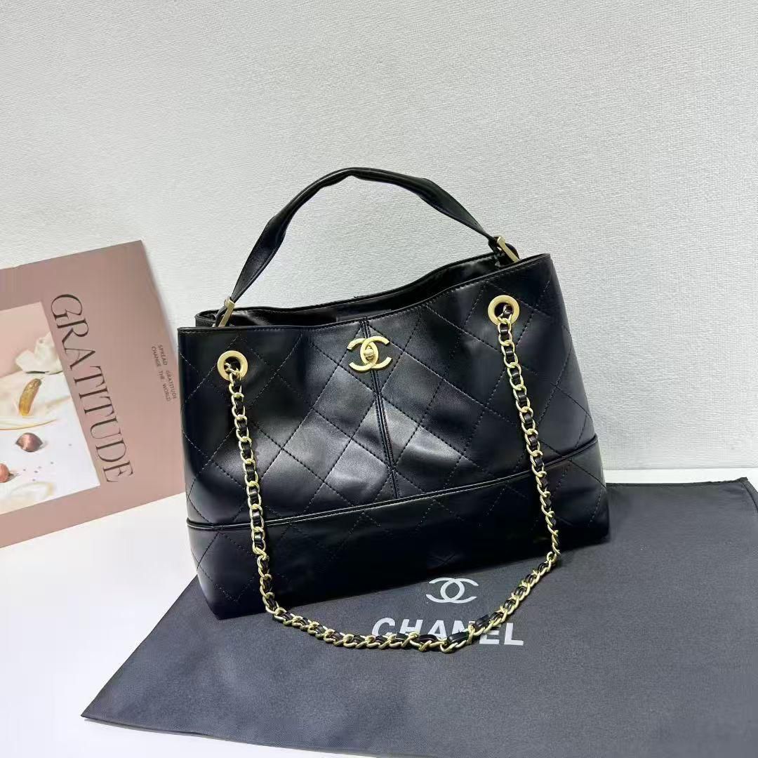 CH Suede Calfskin Two - Tone leather Bag 35cm - Saadstore