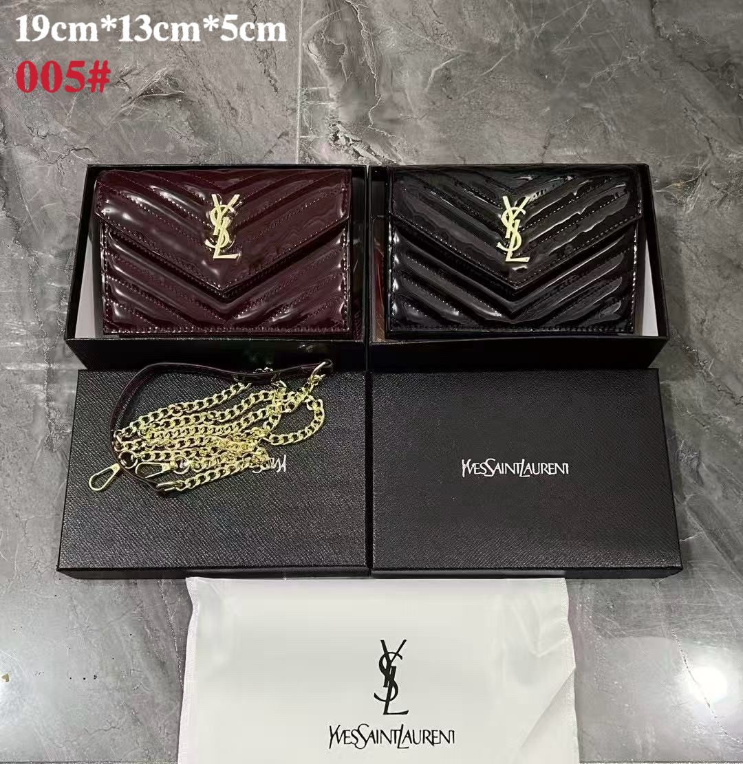 Patent Leather CASSANDRE Envelope Chain Wallet By YSL - Saadstore