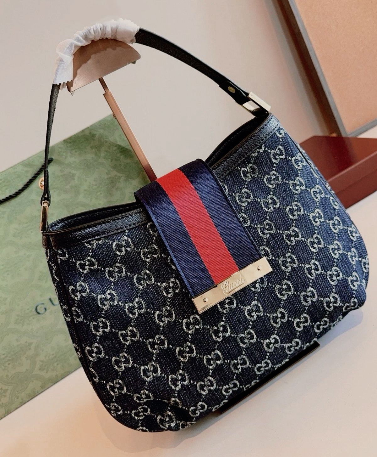 GG New Ladies Web Hobo Bag 33cm - Saadstore