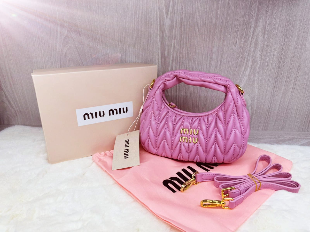 Miu Miu Wander Matelasse Nappa Leather Hobo Mini - bag - Saadstore