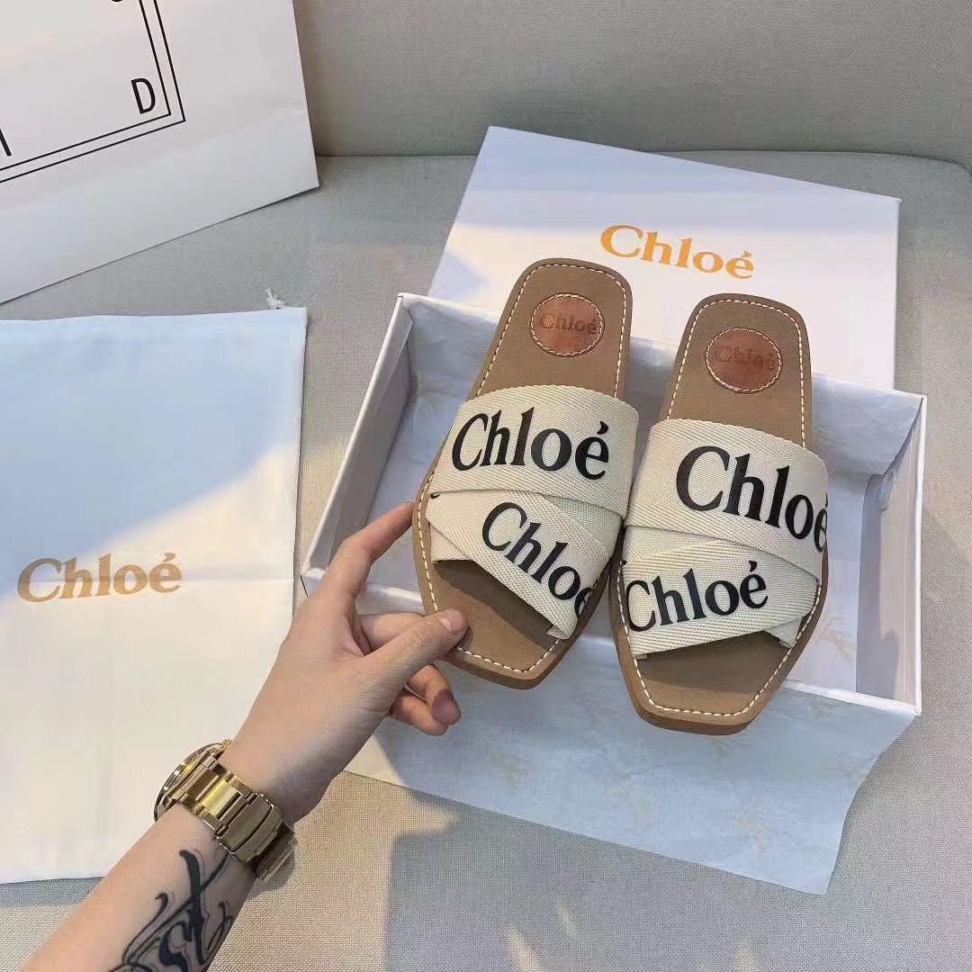 CHL Canvas Logo Ribbon Flat Sandals - Saadstore