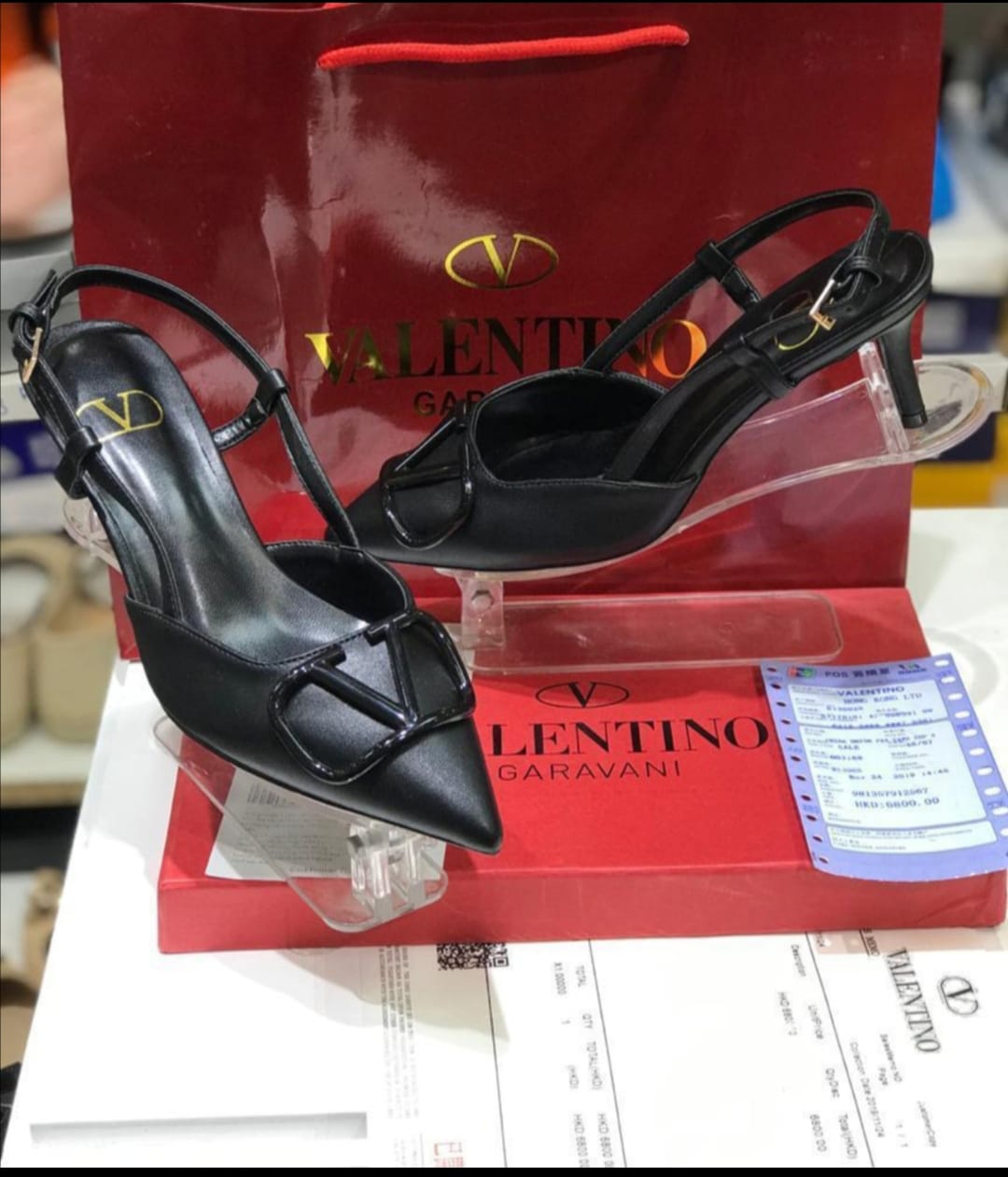 Valentino Vlogo Leather Slingback Pumps - Saadstore