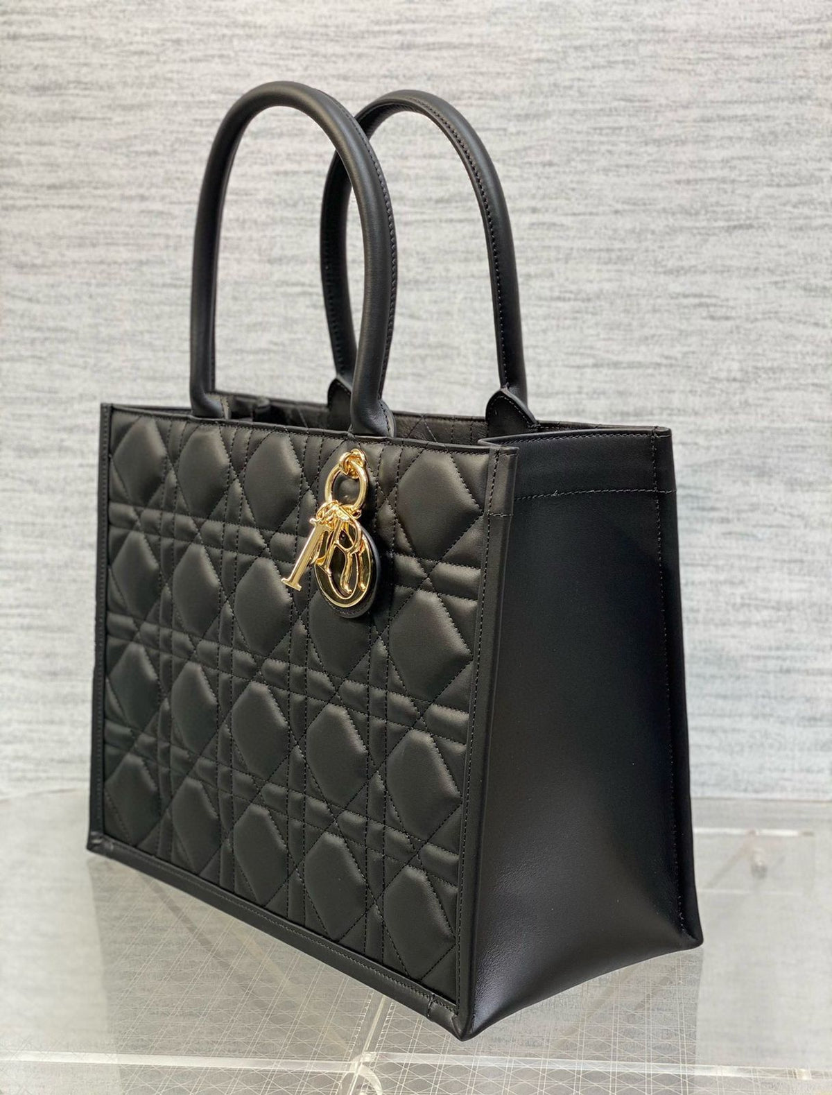 C.D Macro Cannage Calfskin Leather Bag 36cm - Saadstore