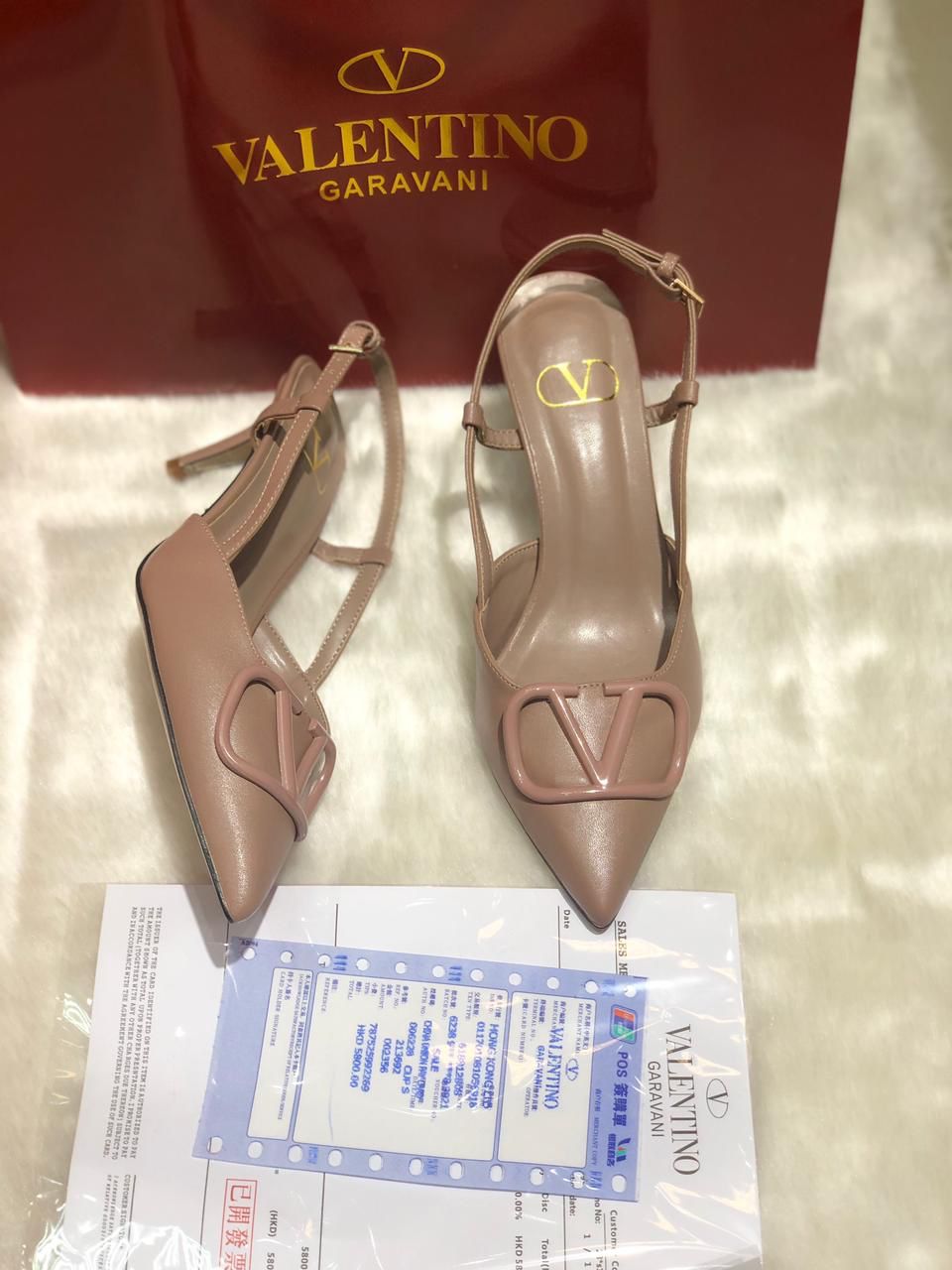 Valentino Vlogo Leather Slingback Pumps - Saadstore