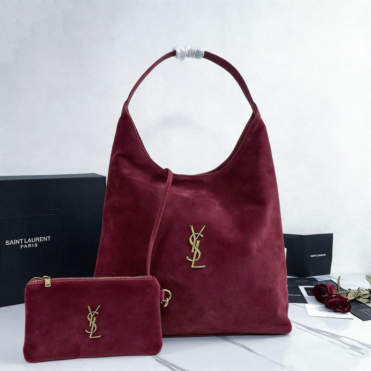 Bucket Bag In Suede Leather With Pouch By YSL - Saadstore