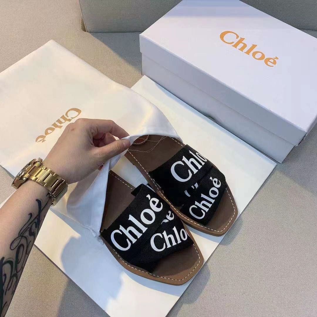 CHL Canvas Logo Ribbon Flat Sandals - Saadstore