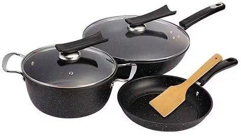 Kitchen Cookware Set (Black) - Saadstore