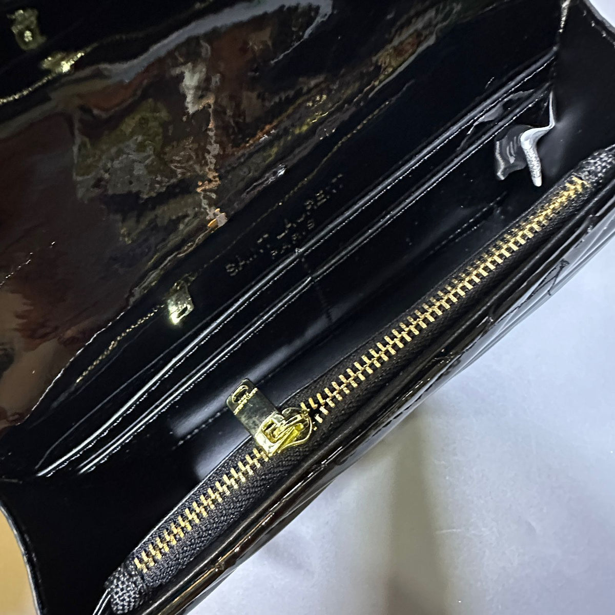 Patent Leather CASSANDRE Envelope Chain Wallet By YSL - Saadstore