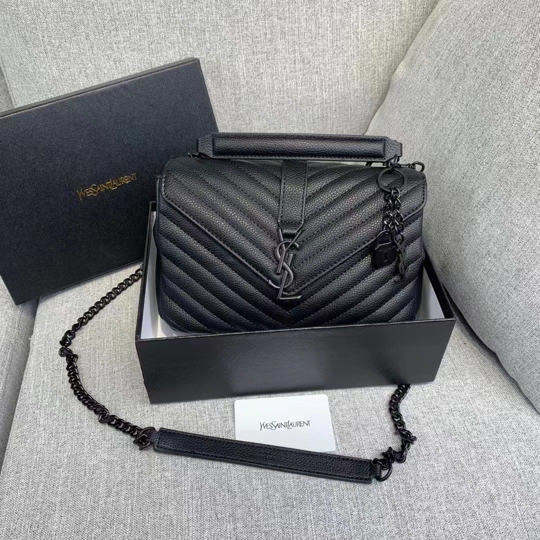 𝐒𝐍𝐓 𝐋𝐀𝐑𝐍𝐓 Saint Paris Black Matelasse Leather Large College Cassandre Flap Bag - Saadstore