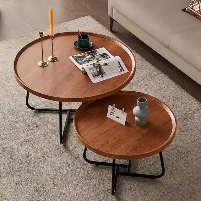 Minimalist Round Coffee Table Set - Saadstore