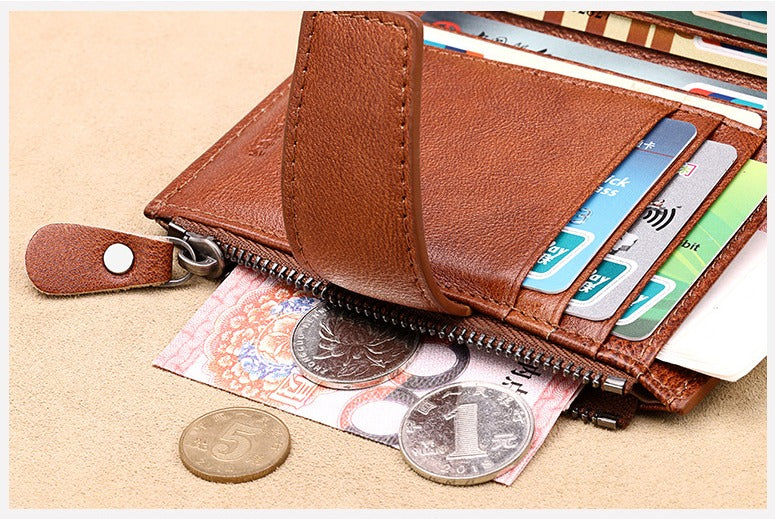 Men's Genuine Leather Wallet RFID Blocking Wallet