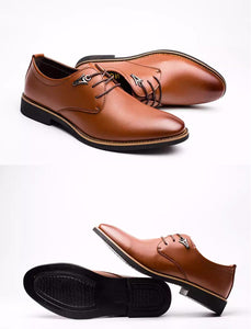 Lace Up Flats Casual Leather Business Dress Formal Shoes