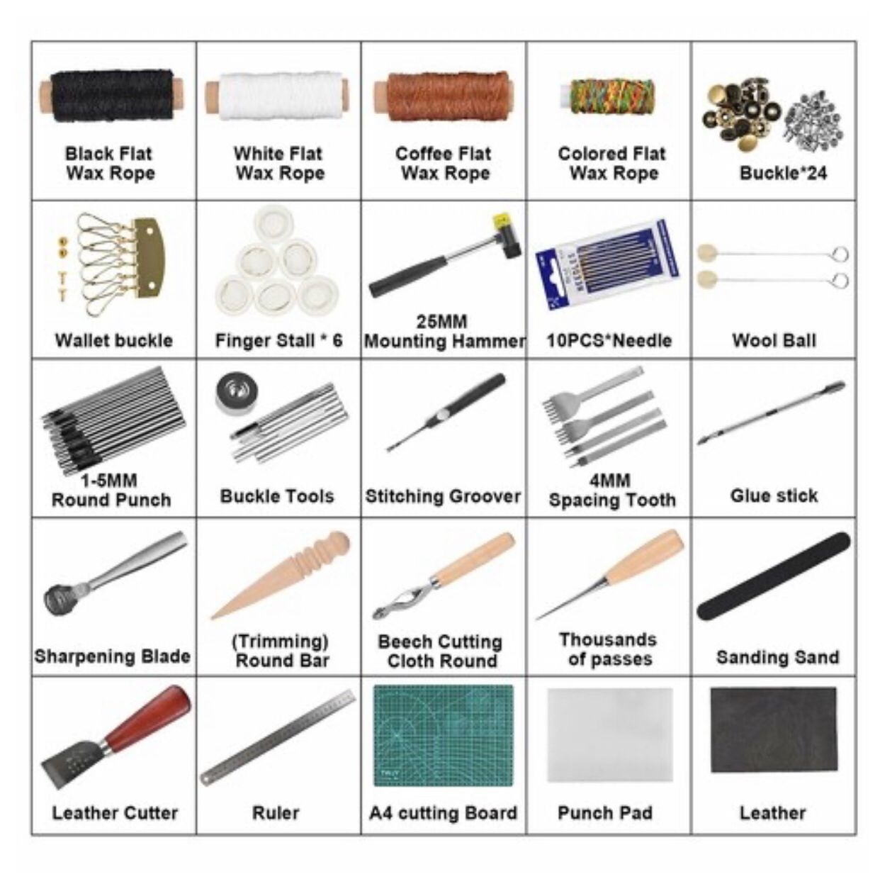 61 pcs Leather Craft Tools Punch Kit Stitching Working Stitching Groover Sewing Set
