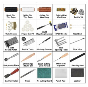 61 pcs Leather Craft Tools Punch Kit Stitching Working Stitching Groover Sewing Set