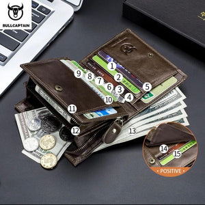 BULLCAPTAIN Men's Wallet Zipper Wallet