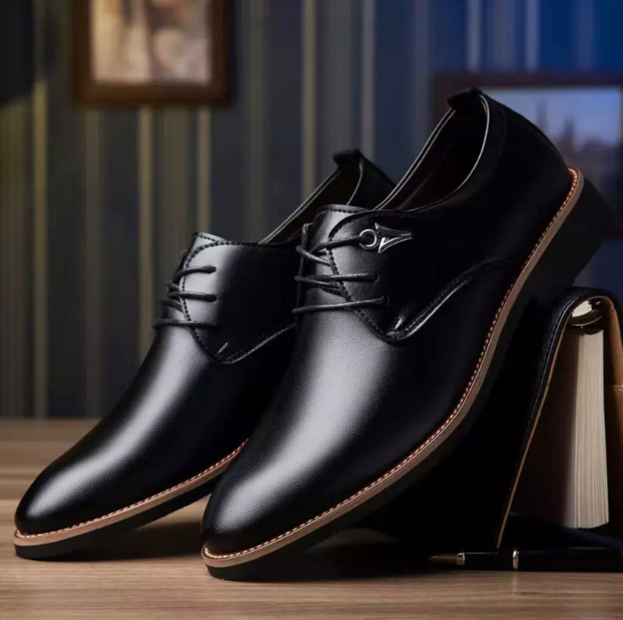 Lace Up Flats Casual Leather Business Dress Formal Shoes