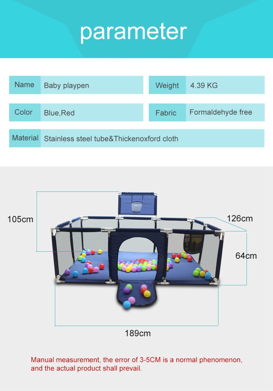 Baby Playpen Indoor Outdoor for Kids, Toddlers, Infant (Not Includes Balls) ''