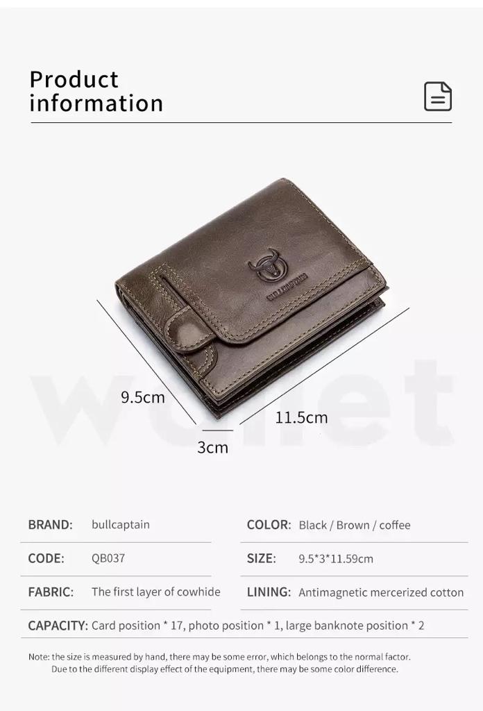 BULLCAPTAIN Men's Wallet Zipper Wallet