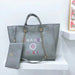 𝐂𝐇 Premium Leather Metal Initials Tote Bag - Saadstore