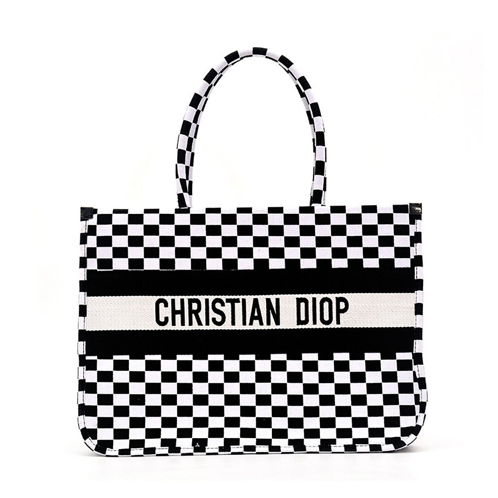 Black and white checkered shoulder bag