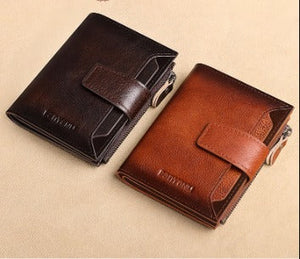 Men's Genuine Leather Wallet RFID Blocking Wallet