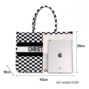 Black and white checkered shoulder bag