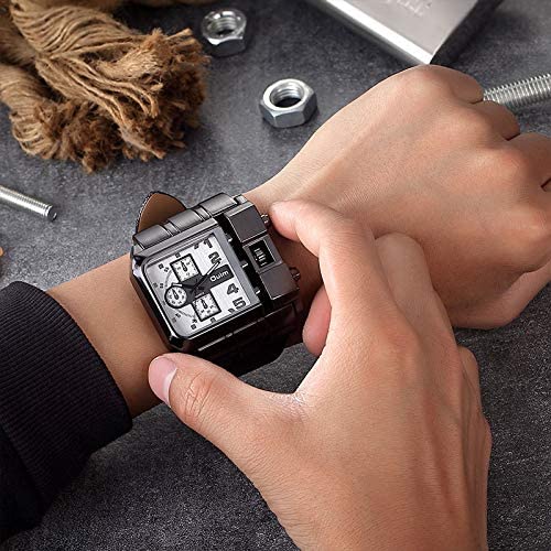 Men Wristwatch Wide Dial Leather Strap