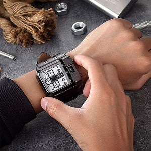 Men Wristwatch Wide Dial Leather Strap