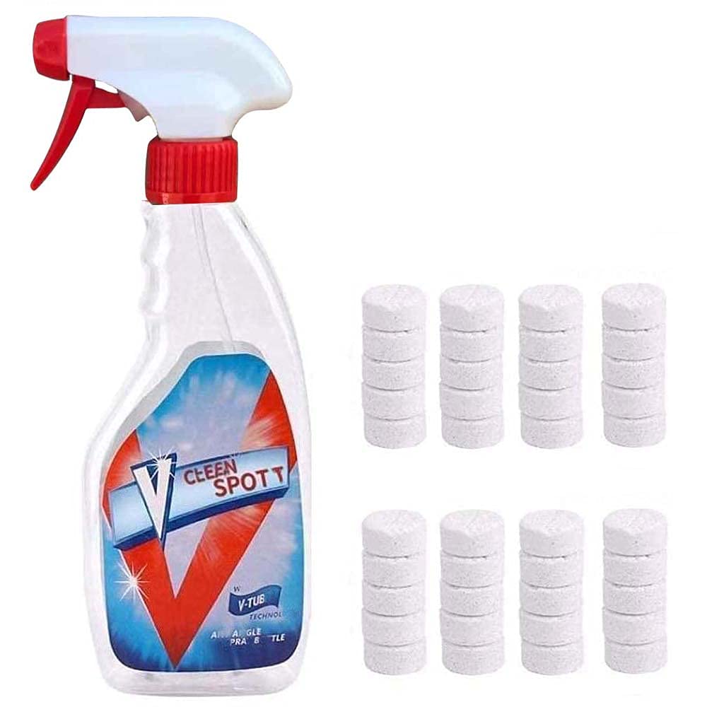 Deep Cleaning In Bathrooms And Kitchens Tablets with spray bottle
