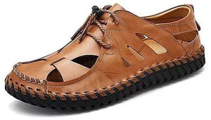 Men's Roman Hollow Out Sandals Sports Casual Closed Toe Leather Shoes