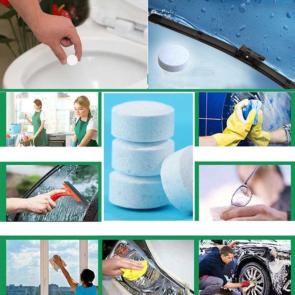 Deep Cleaning In Bathrooms And Kitchens Tablets with spray bottle
