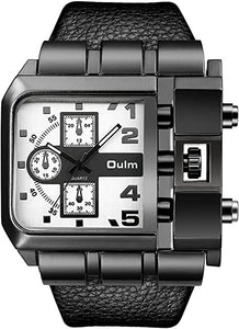 Men Wristwatch Wide Dial Leather Strap