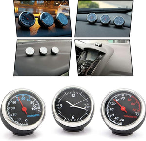 Mini Stick On Clock Hygrometer Clock & Thermometer for Car Dashboard