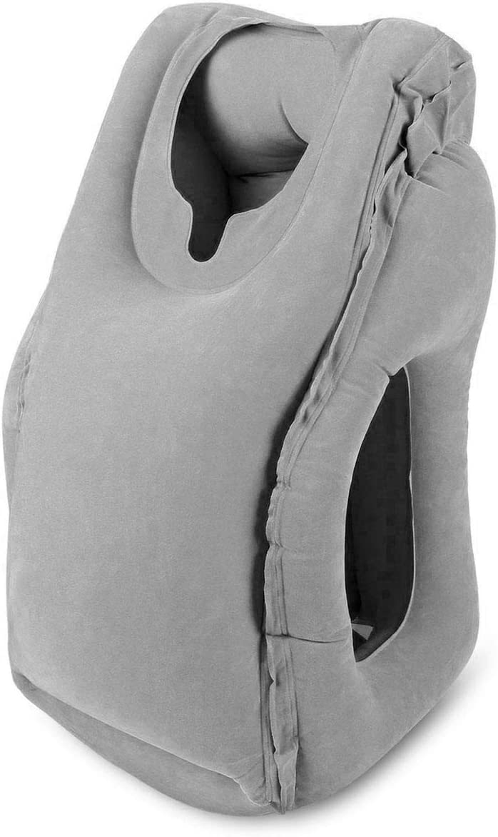 Air-plane Travel Pillow, Multi-functional Smart Inflatable Cushion Comfortable Huggable Travel Pillow For Smart Travelers - Grey