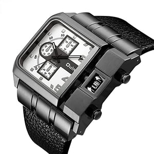 Men Wristwatch Wide Dial Leather Strap