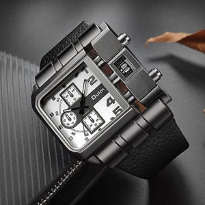 Men Wristwatch Wide Dial Leather Strap