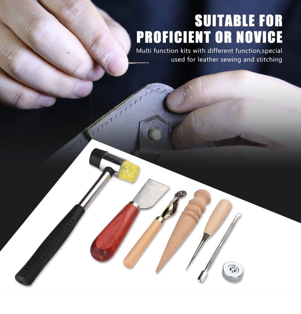 61 pcs Leather Craft Tools Punch Kit Stitching Working Stitching Groover Sewing Set