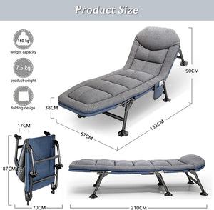 Portable Outdoor Bedchair with Side Pocket