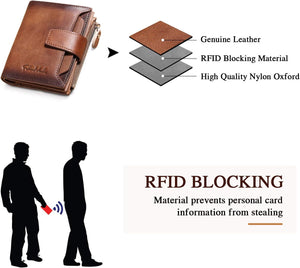 Men's Genuine Leather Wallet RFID Blocking Wallet