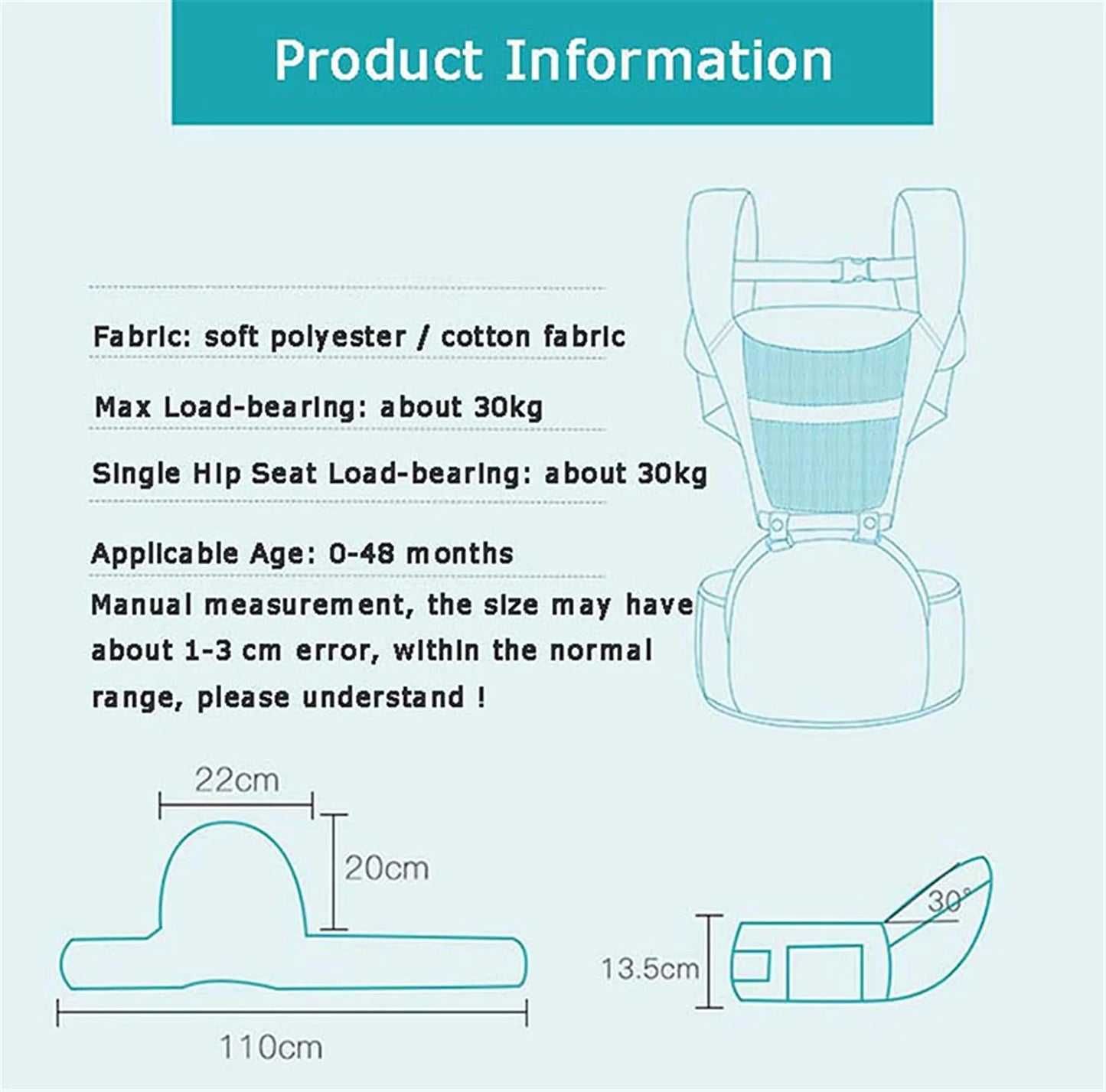 Baby Carrier With Hip Seat (Gray)