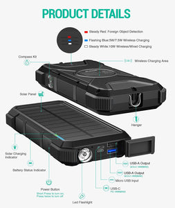 Solar Power Bank Waterproof Battery Pack