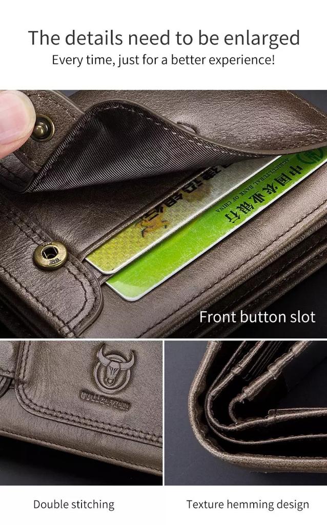 BULLCAPTAIN Men's Wallet Zipper Wallet
