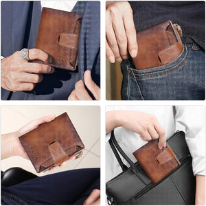 Men's Genuine Leather Wallet RFID Blocking Wallet