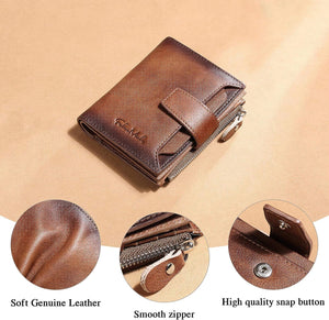 Men's Genuine Leather Wallet RFID Blocking Wallet