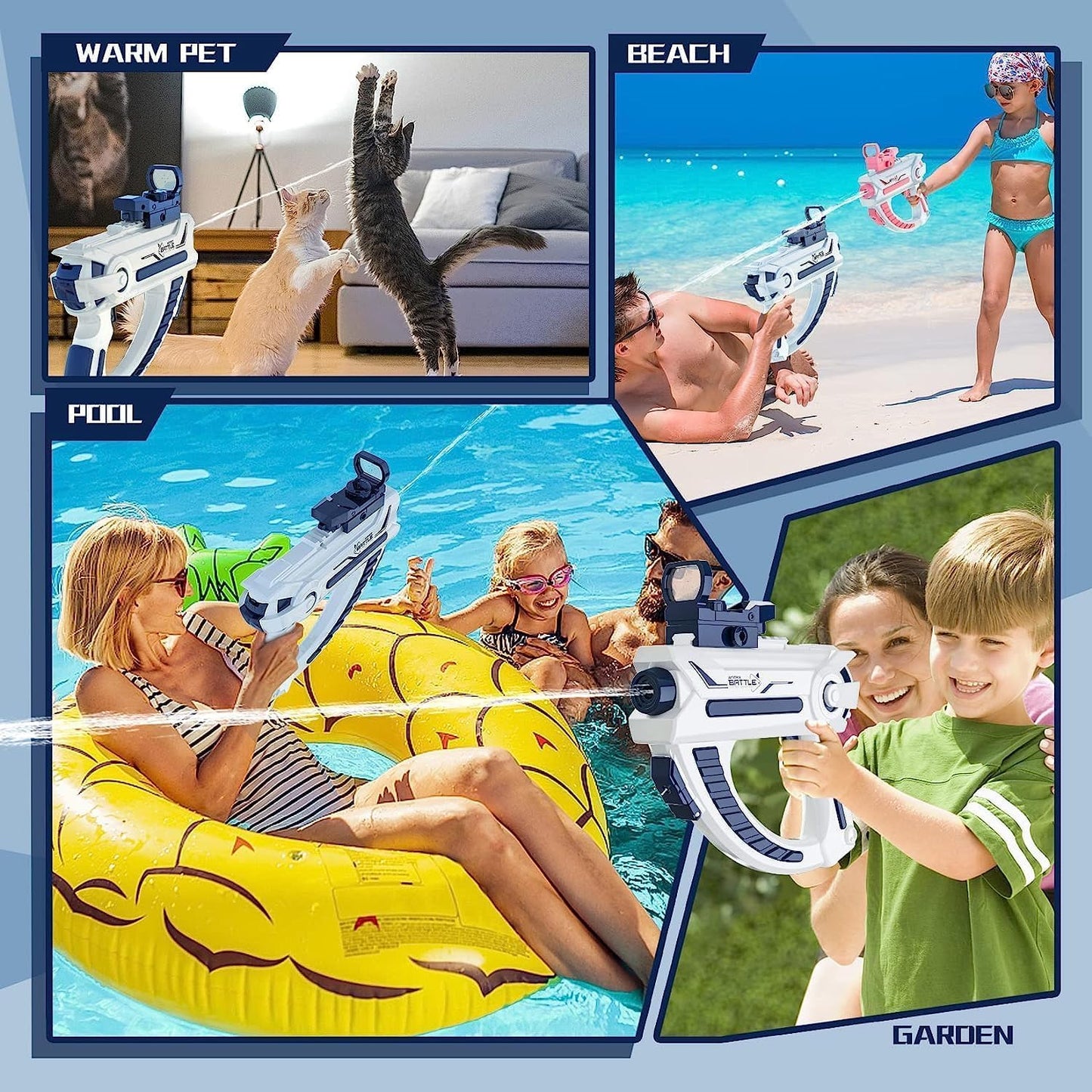 : Water Gun Toy for Kids NIBEMINENT Electric Automatic High Pressure Strong Toys Water Gun, Cool Appearance Large Capacity Fast Firing Speed Long Range(2 COLORS)
