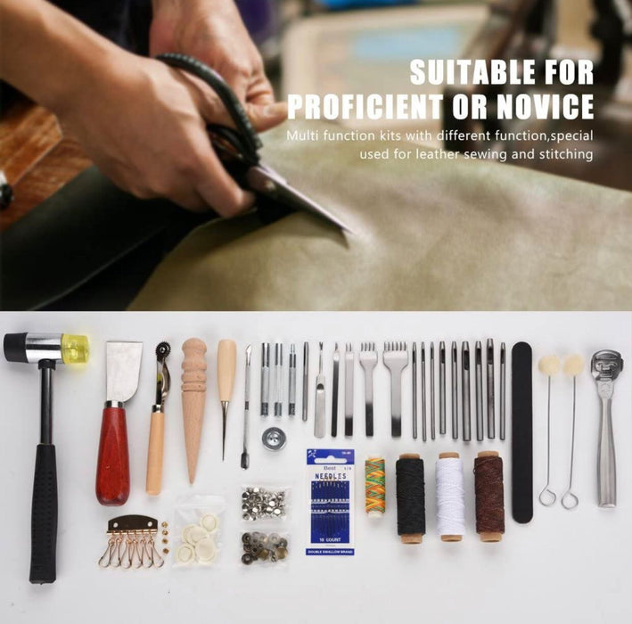 61 pcs Leather Craft Tools Punch Kit Stitching Working Stitching Groover Sewing Set