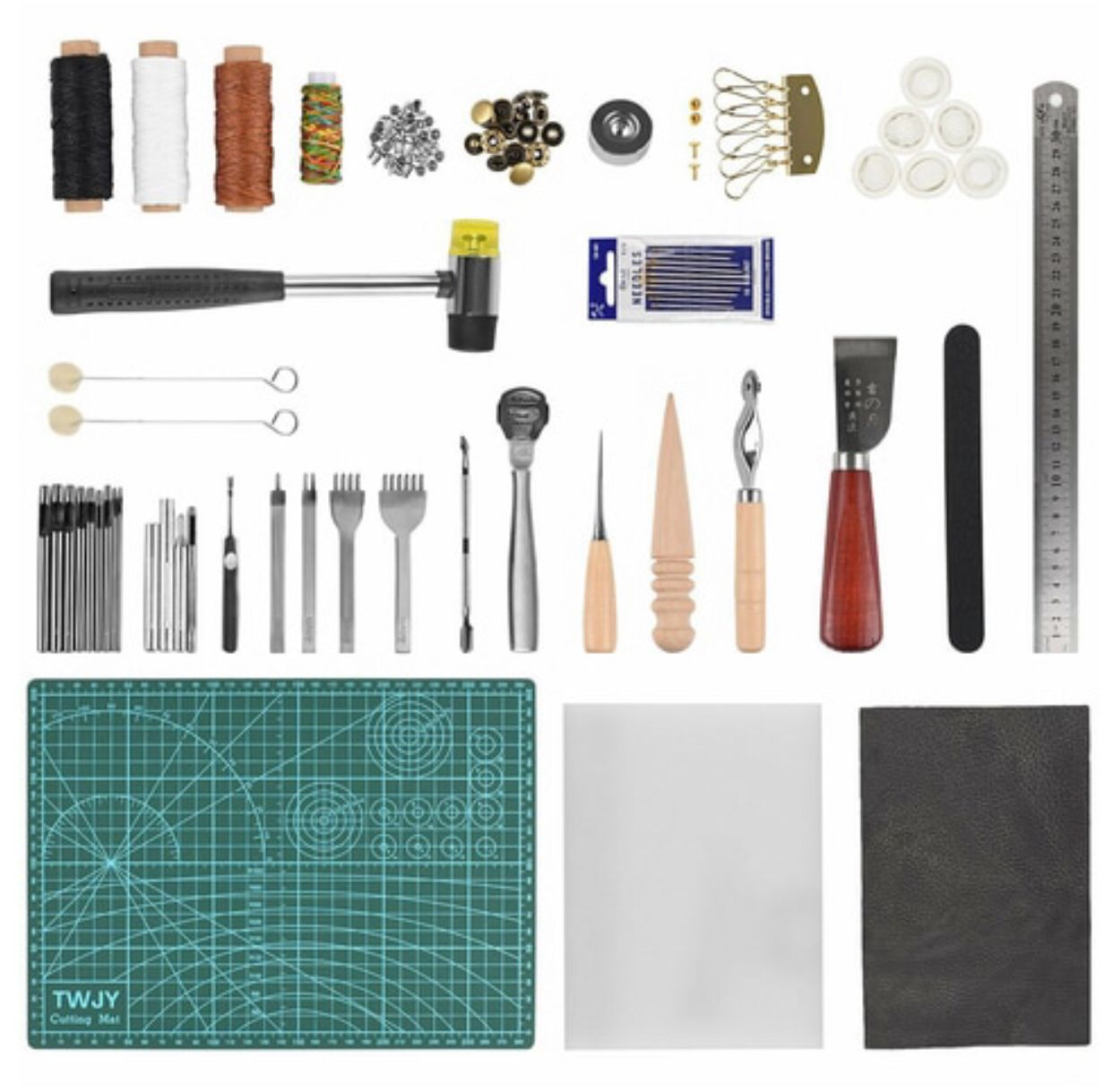 61 pcs Leather Craft Tools Punch Kit Stitching Working Stitching Groover Sewing Set