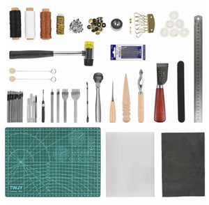 61 pcs Leather Craft Tools Punch Kit Stitching Working Stitching Groover Sewing Set