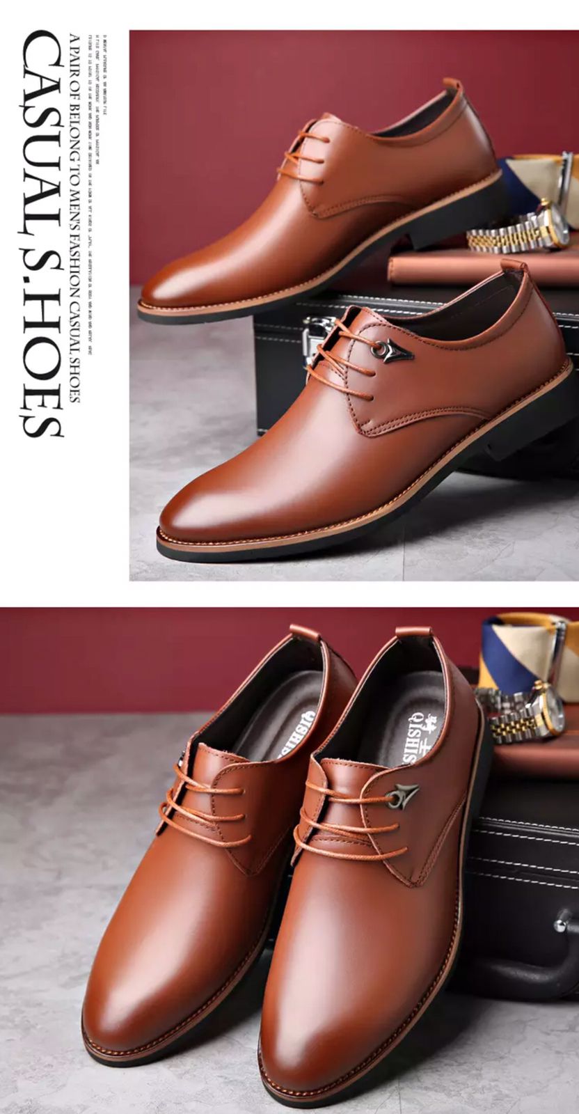 Lace Up Flats Casual Leather Business Dress Formal Shoes