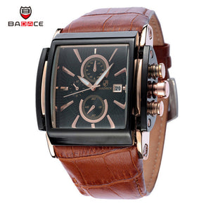 Leather Strap Rectangular Dial Men Waterproof Watches
